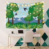 Lofaris Spring Scenery Mountain Forest Cartoon Custom Tapestry